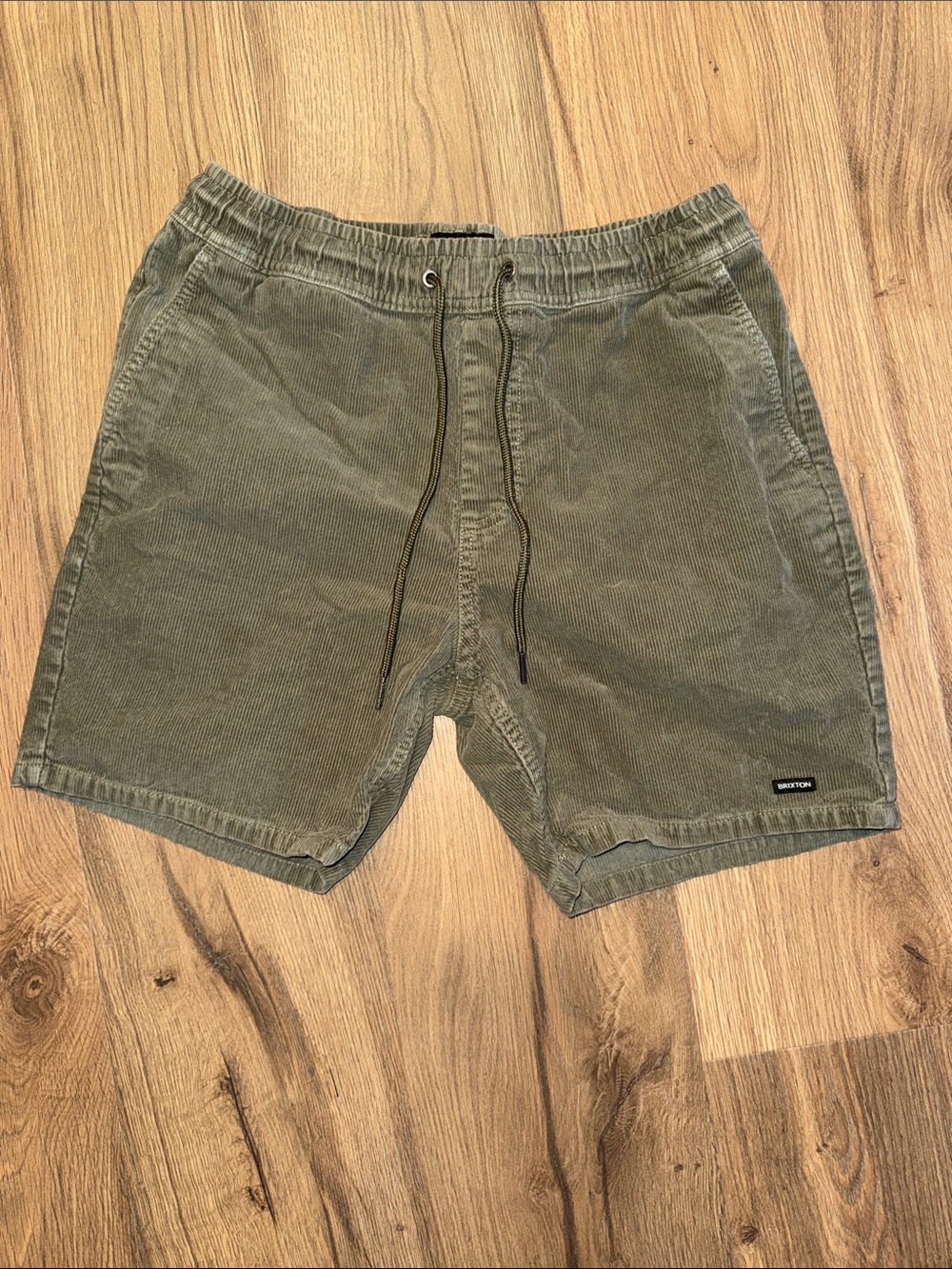 Brixton Olive Corduroy Drawstring Athletic Shorts